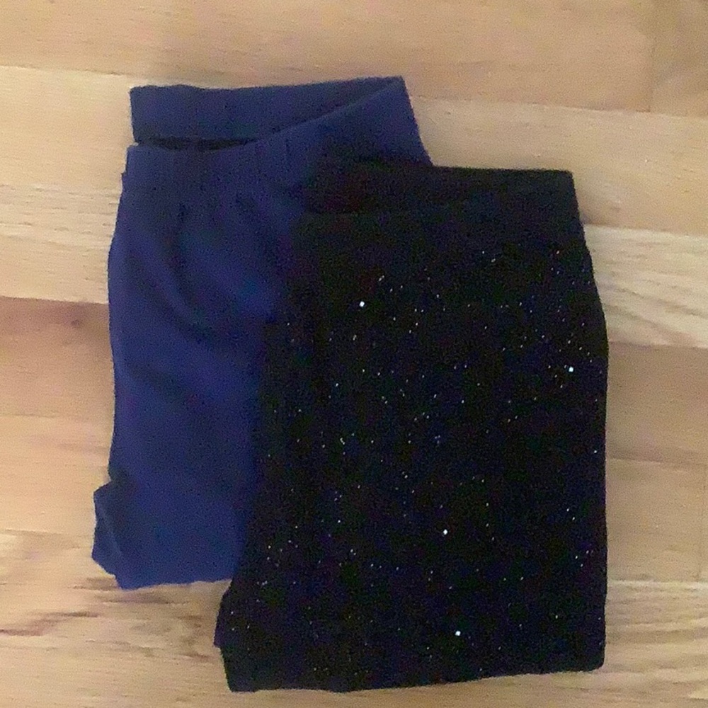 Cat and Jack black sparkly leggings and blue leggings
